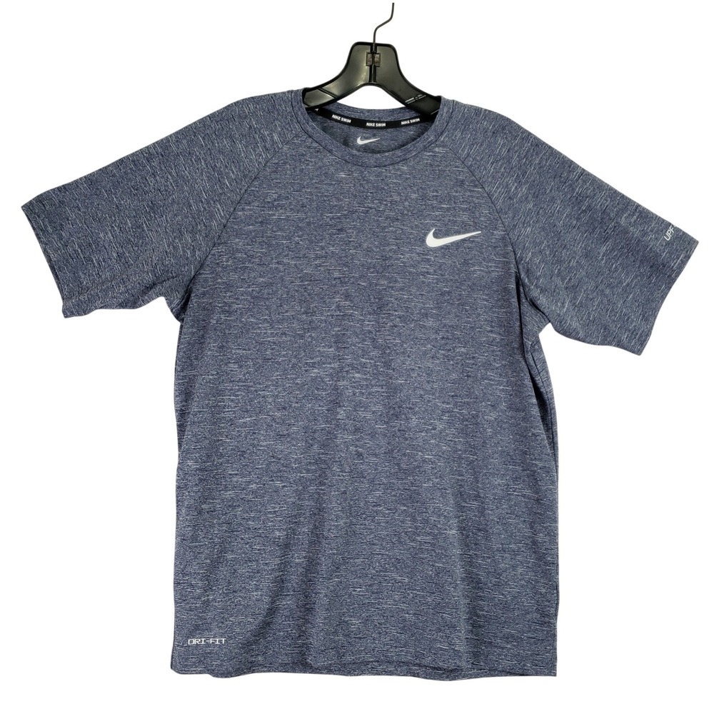 Nike Swim Dri-FIT T-Shirt Mens S Blue Heather UPF Performance Athletic